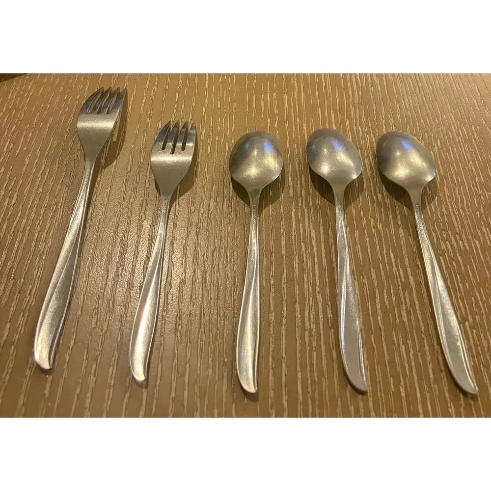 Lot of 5 Spoon and‎ Fork Oneida Community Stainless Twin Star Steel Flatware